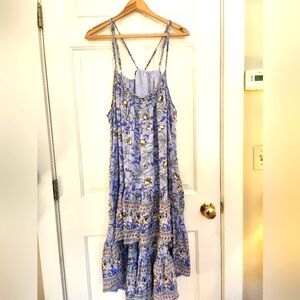 Purple Floral High Low Dress Size Large Flowy Beach Vacation
